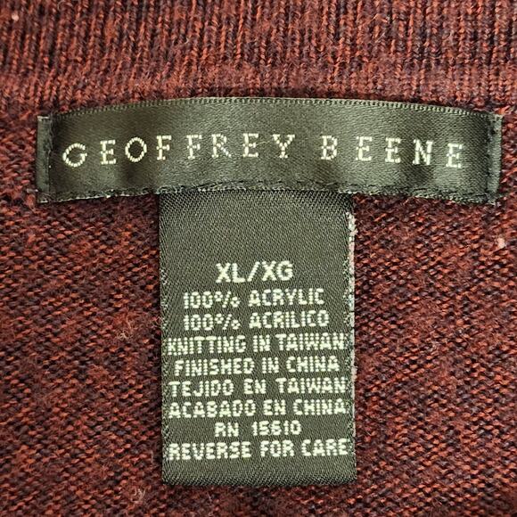 Men's Polo Long Sleeve Sweater Geoffrey Beene XL Maroon 90s Business Casual - Picture 7 of 8